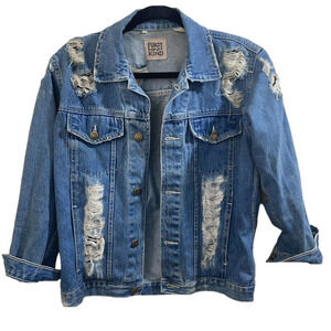 Levi Strauss Furst of a Kind Shredded Jean Denim Jacket Size Large